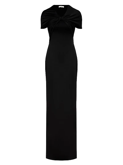 Olive Hooded Column Gown