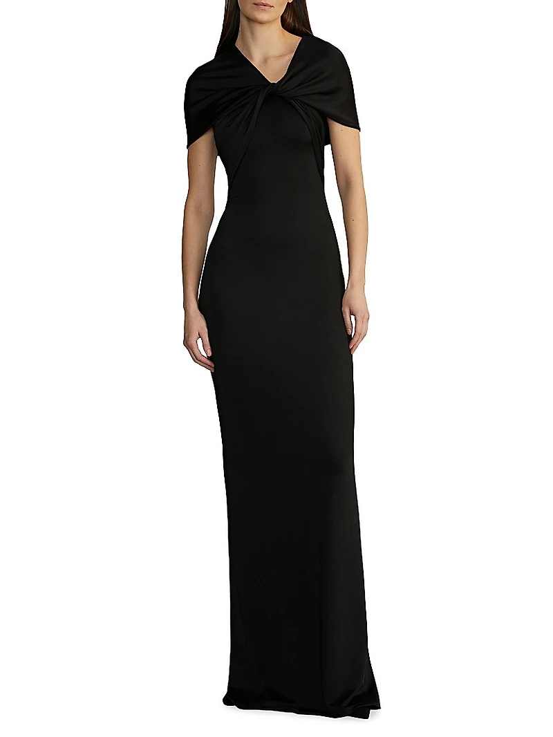 Olive Hooded Column Gown