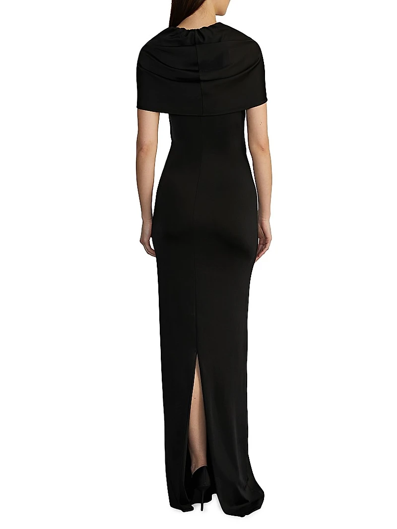 Olive Hooded Column Gown