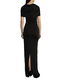 Olive Hooded Column Gown