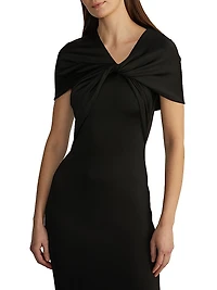 Olive Hooded Column Gown