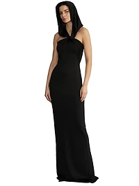 Olive Hooded Column Gown