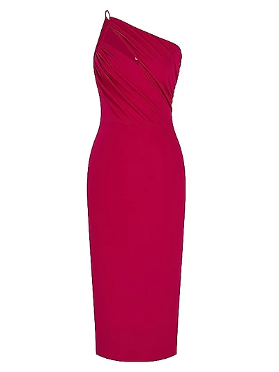 Ruth Gathered One-Shoulder Midi-Dress