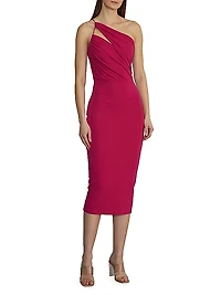 Ruth Gathered One-Shoulder Midi-Dress