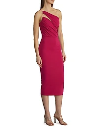 Ruth Gathered One-Shoulder Midi-Dress