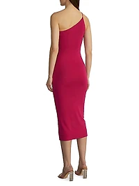 Ruth Gathered One-Shoulder Midi-Dress