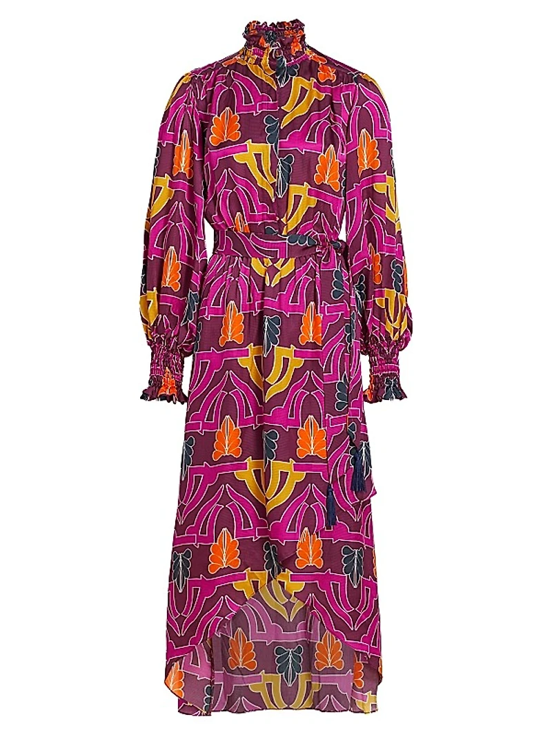 Ivy Geometric Satin Midi Dress