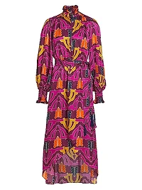 Ivy Geometric Satin Midi Dress