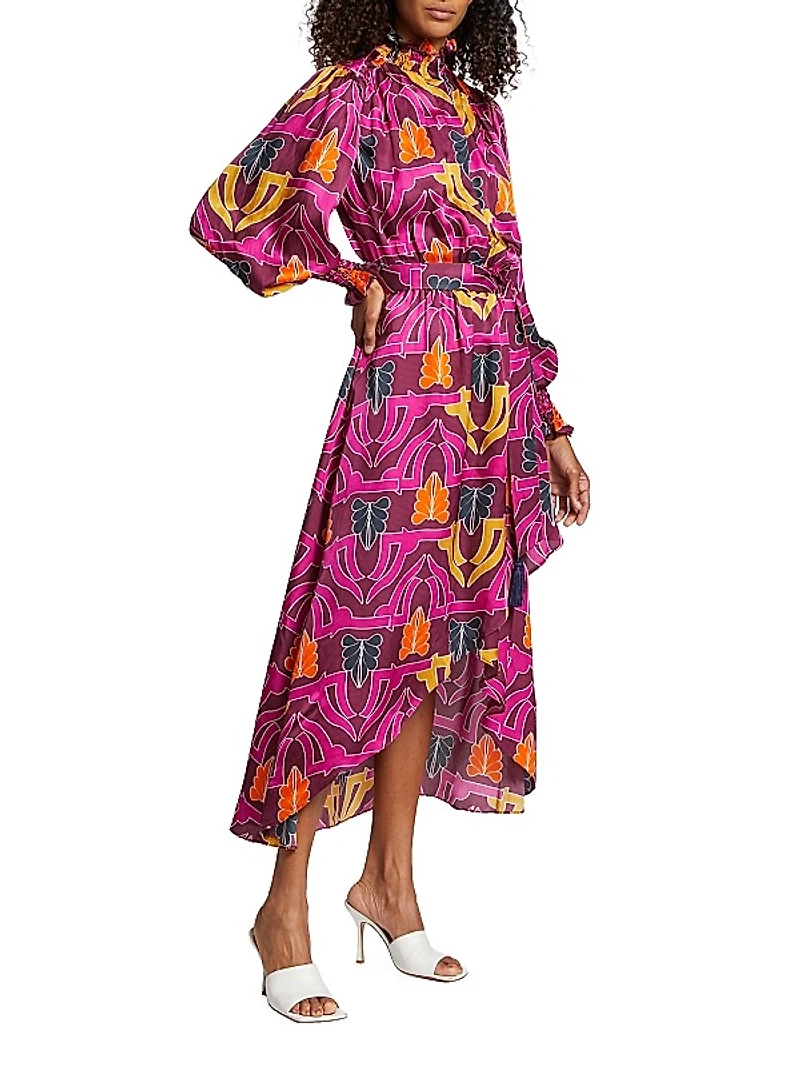 Ivy Geometric Satin Midi Dress