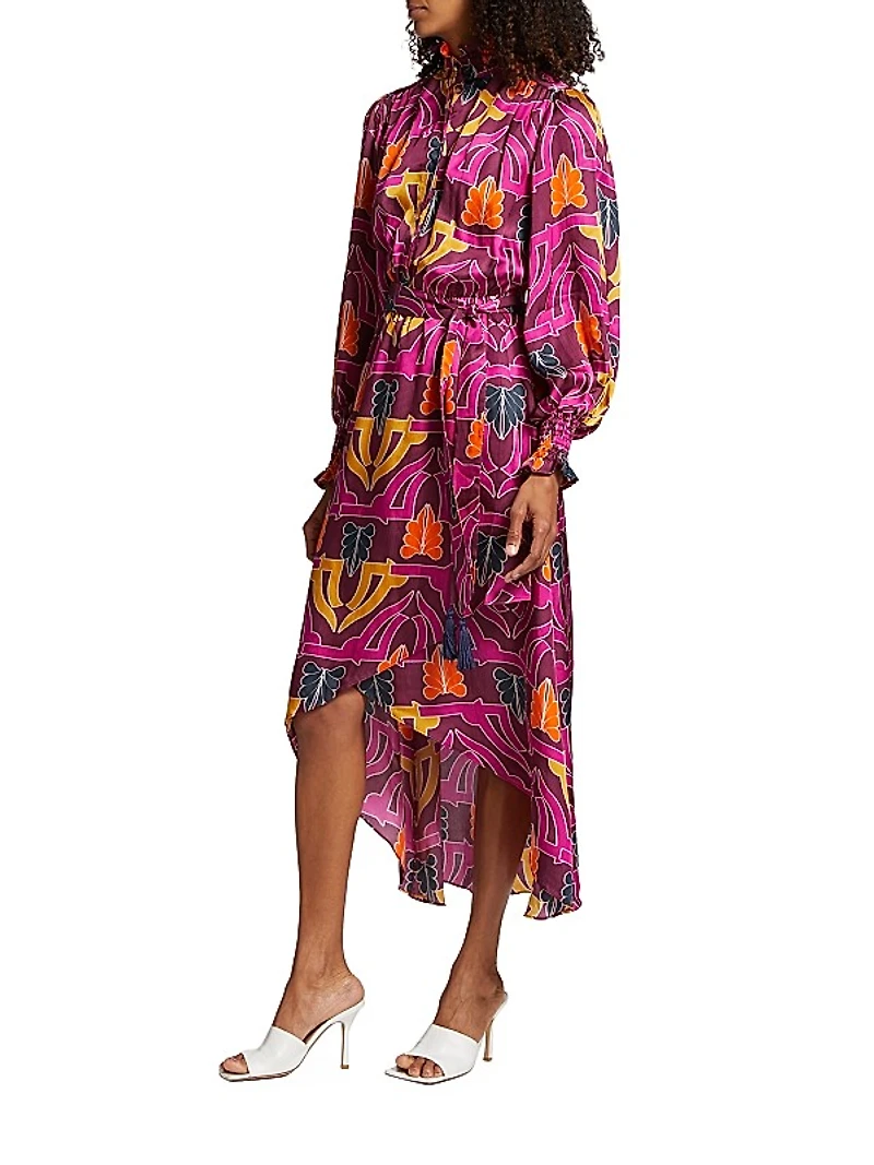 Ivy Geometric Satin Midi Dress