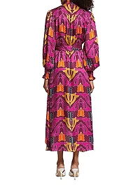 Ivy Geometric Satin Midi Dress