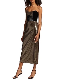 Luna Strapless Velvet & Sequin Midi-Dress