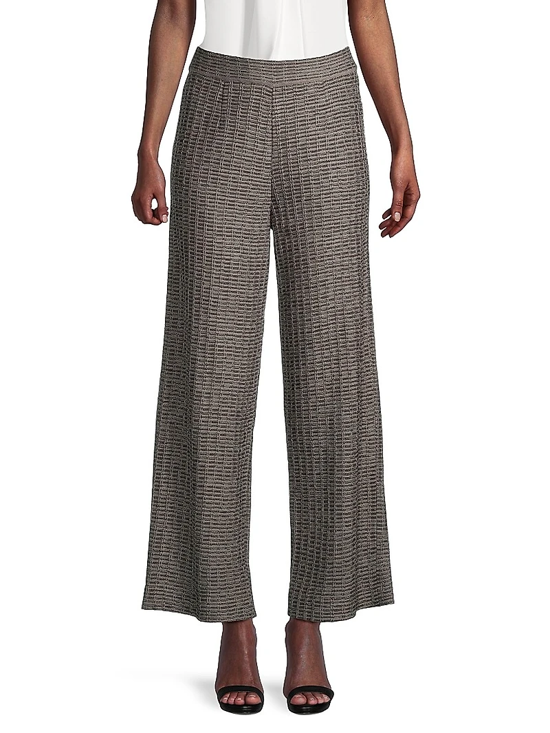 Wide-Leg Tweed Pants