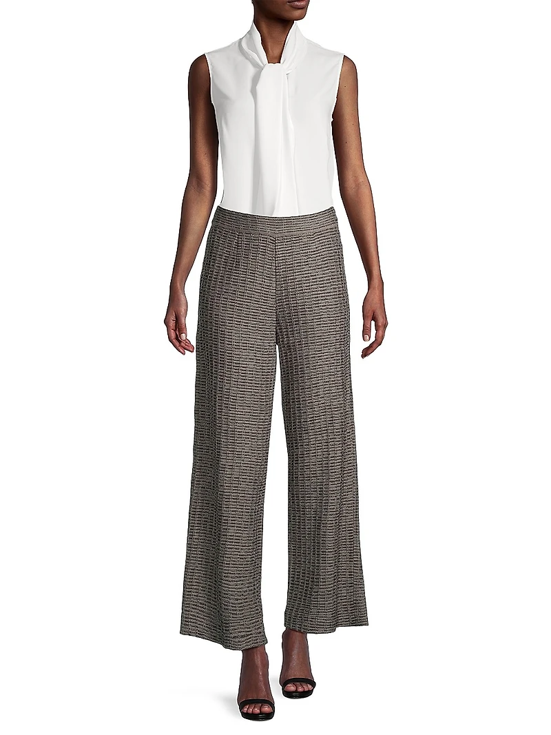 Wide-Leg Tweed Pants