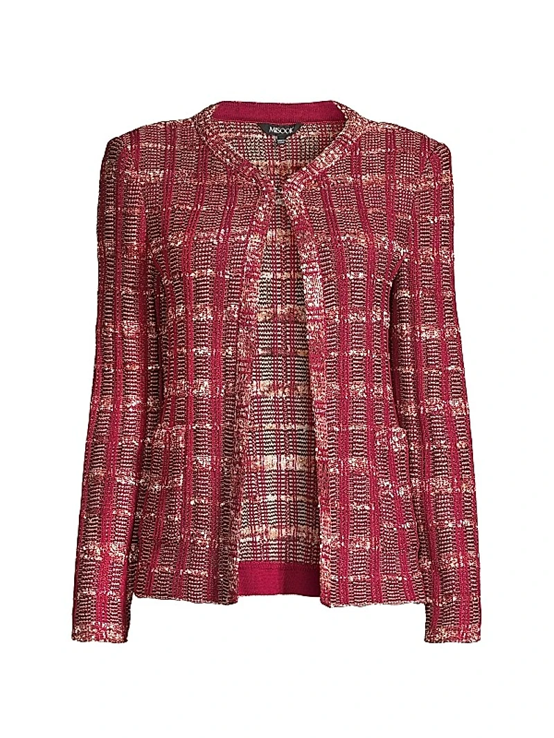 Plaid Eyelash-Tweed Knit Jacket
