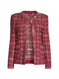 Plaid Eyelash-Tweed Knit Jacket