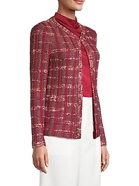 Plaid Eyelash-Tweed Knit Jacket
