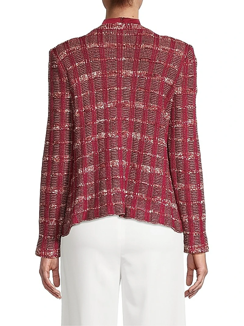Plaid Eyelash-Tweed Knit Jacket