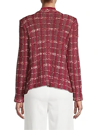 Plaid Eyelash-Tweed Knit Jacket