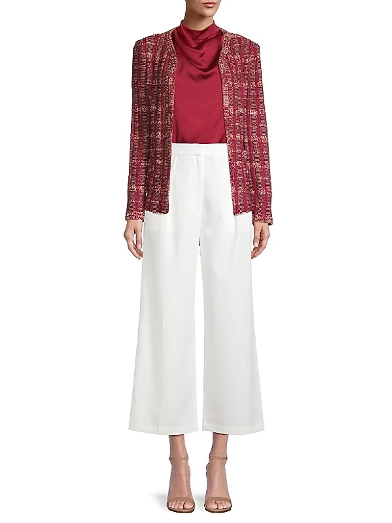 Plaid Eyelash-Tweed Knit Jacket