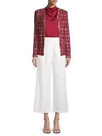 Plaid Eyelash-Tweed Knit Jacket