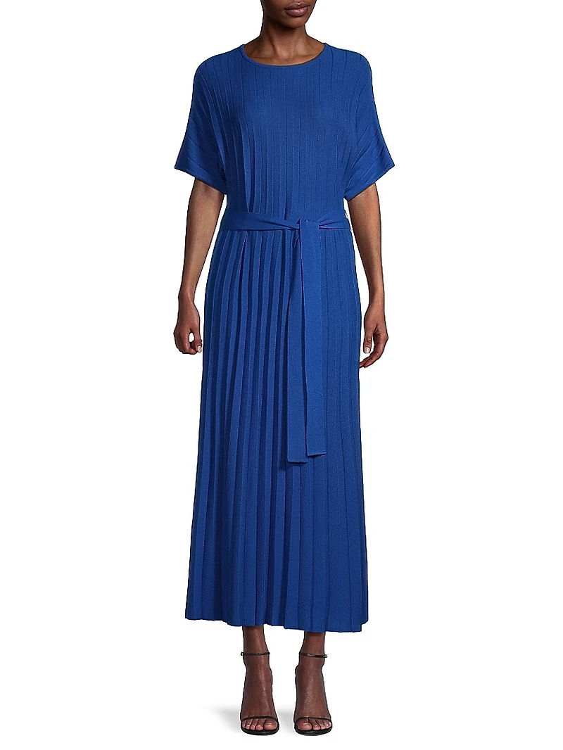 Rib-Knit Belted Maxi Dress