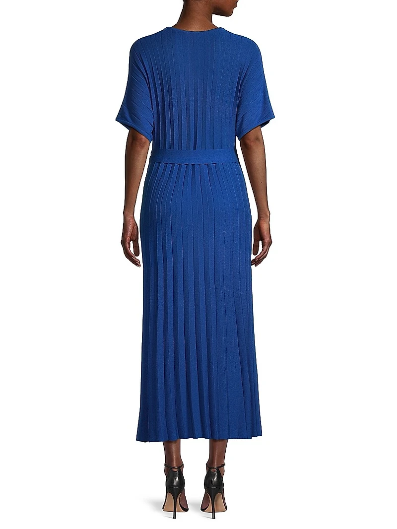Rib-Knit Belted Maxi Dress
