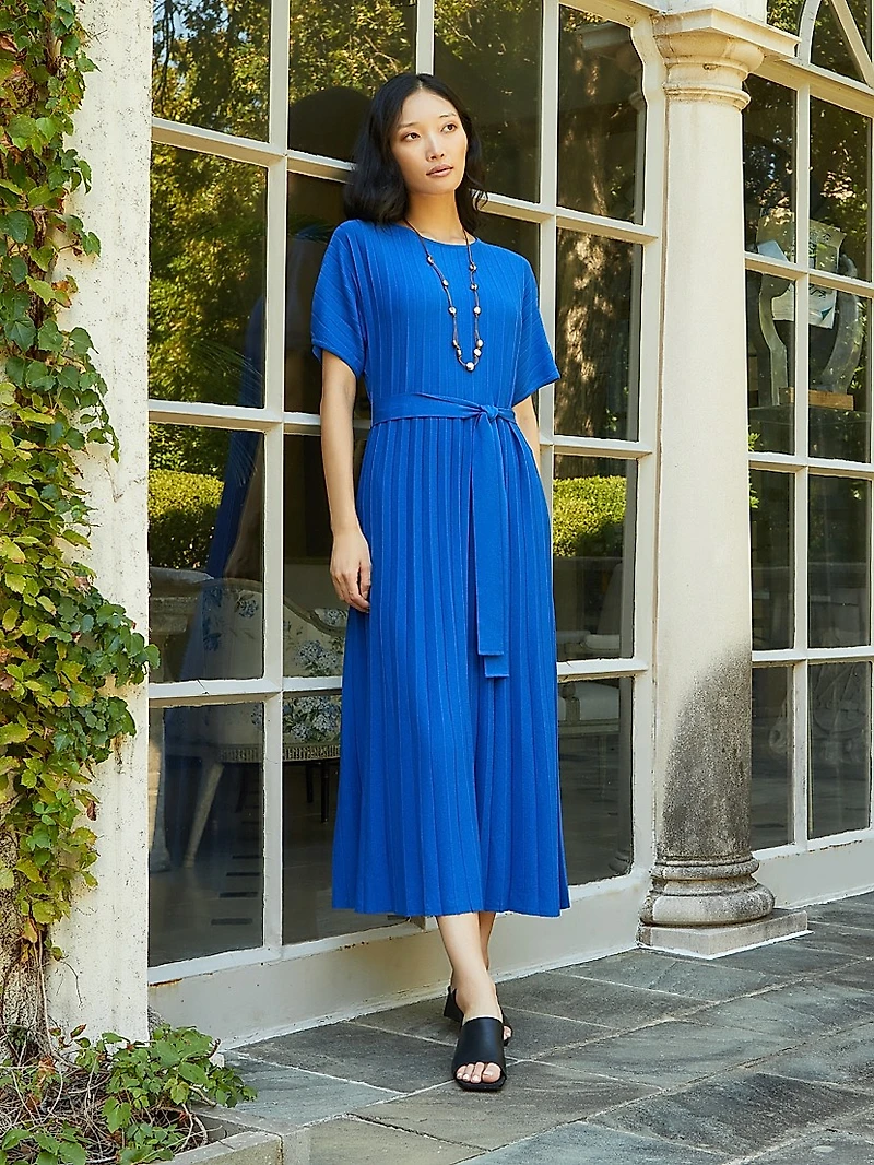 Rib-Knit Belted Maxi Dress
