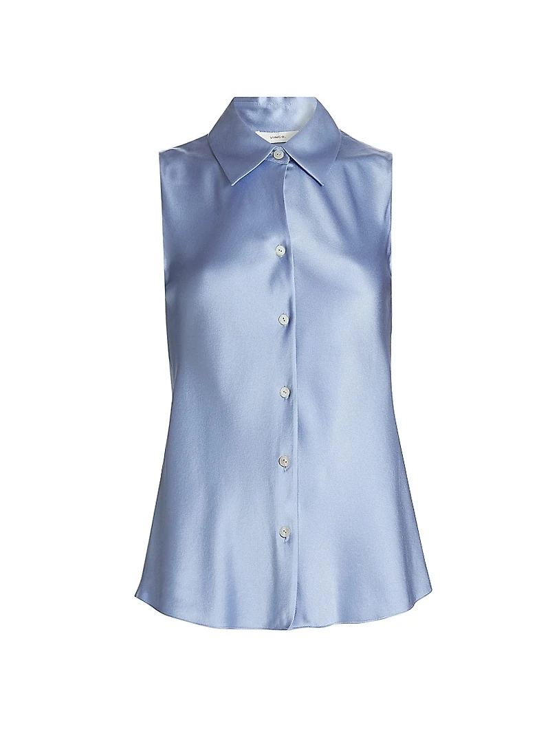 Silk Bias-Cut Sleeveless Shirt