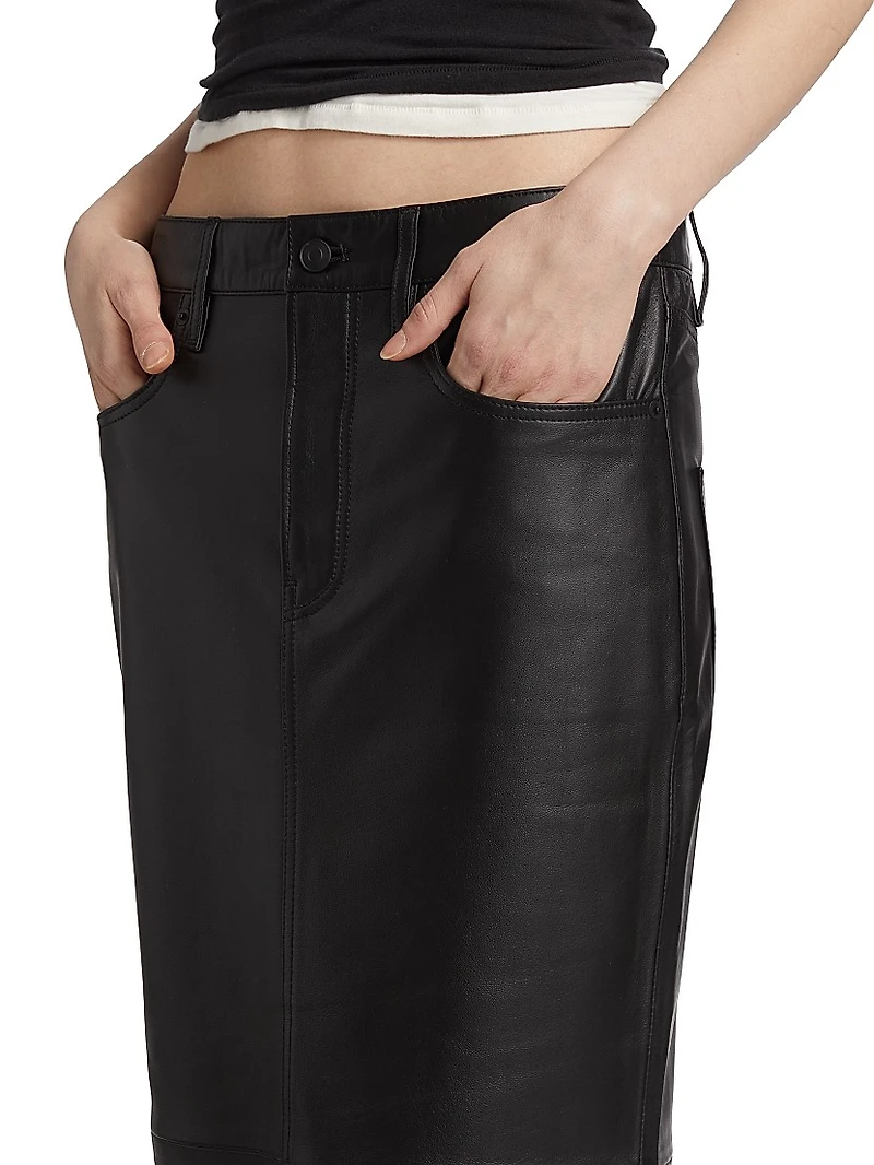 Leather Column Maxi Skirt