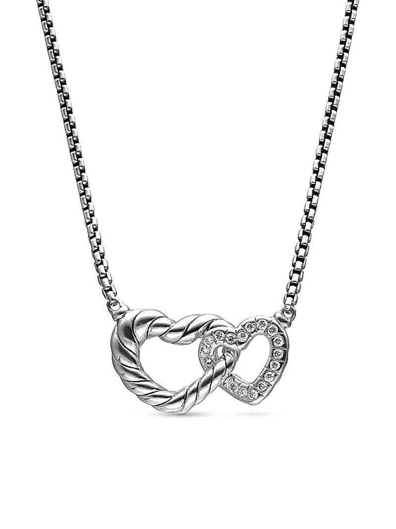 Cable Collectibles Double Heart Necklace With Diamonds