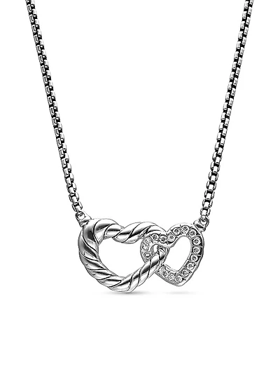 Cable Collectibles Double Heart Necklace With Diamonds