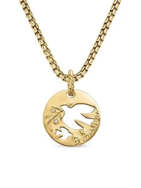DY Elements Dove Pendant in 18K Yellow Gold with Diamonds, 22mm