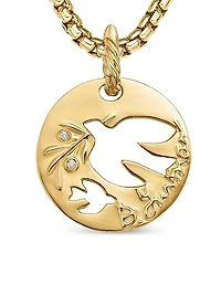 DY Elements Dove Pendant in 18K Yellow Gold with Diamonds, 22mm