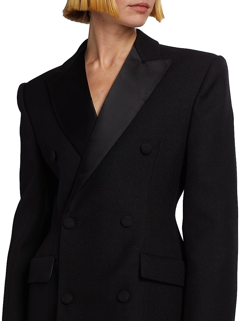 Double-Breasted Wool Blazer Minidress