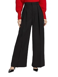 Tuxedo Stripe Wool Wide-Leg Pant