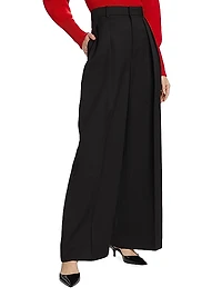 Tuxedo Stripe Wool Wide-Leg Pant