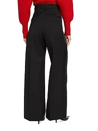 Tuxedo Stripe Wool Wide-Leg Pant