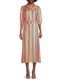 Alexa Geometric Silk Shirtdress