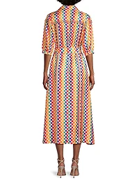 Alexa Geometric Silk Shirtdress