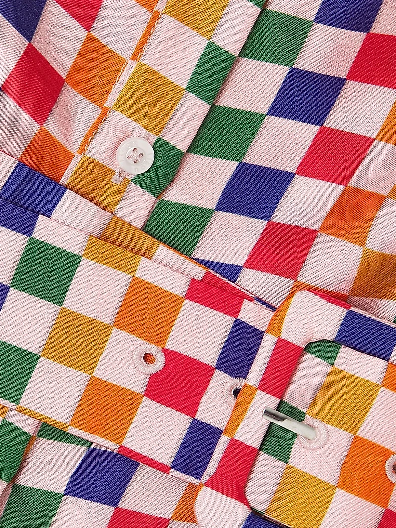 Alexa Geometric Silk Shirtdress