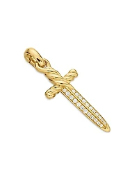 Petrvs Dagger Amulet in 18K Yellow Gold with Diamonds, 31.5mm