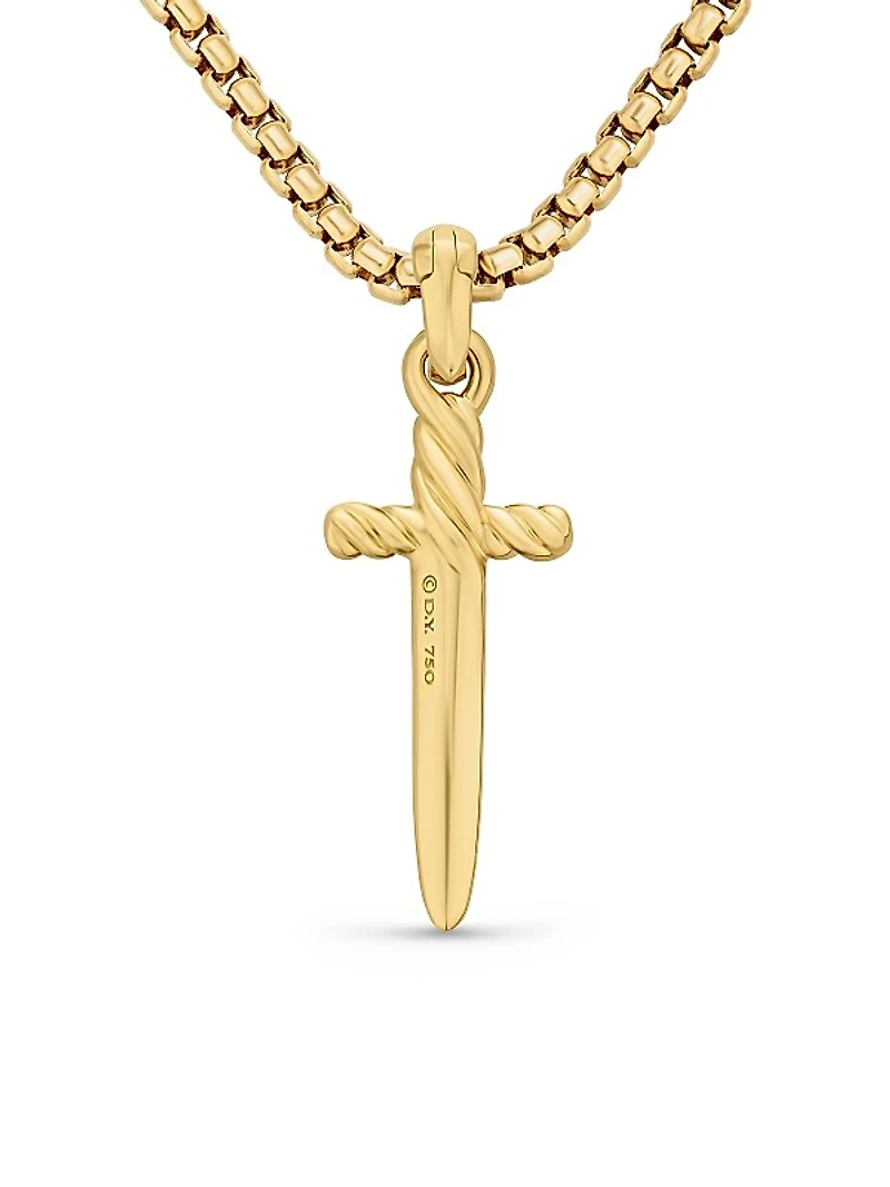 Petrvs Dagger Amulet in 18K Yellow Gold with Diamonds, 31.5mm