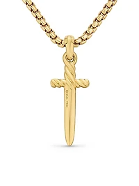 Petrvs Dagger Amulet in 18K Yellow Gold with Diamonds, 31.5mm