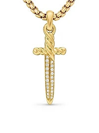 Petrvs Dagger Amulet in 18K Yellow Gold with Diamonds, 31.5mm