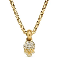 Skull Amulet with Full Pavé Diamonds and 18K Yellow Gold, 19.3mm
