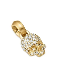 Skull Amulet with Full Pavé Diamonds and 18K Yellow Gold, 19.3mm