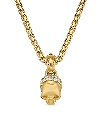 Skull Amulet with Full Pavé Diamonds and 18K Yellow Gold, 19.3mm