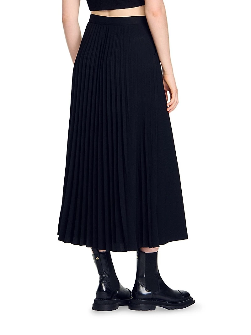Curb Chain Buckle Pleated Skirt