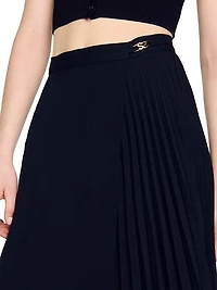 Curb Chain Buckle Pleated Skirt